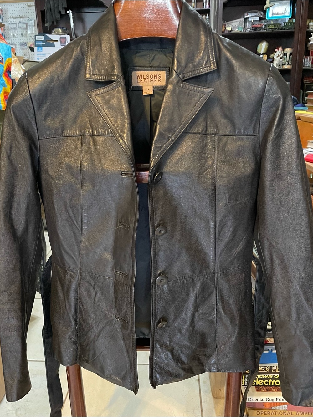 Vintage Wilsons Leather Women's Black Button-Front Leather Jacket
